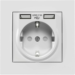 Novella_2 USB’li Top. Priz Ç.K. 5V-2A  (Mekanizma+Kapak+Çerçeve dahidir.)