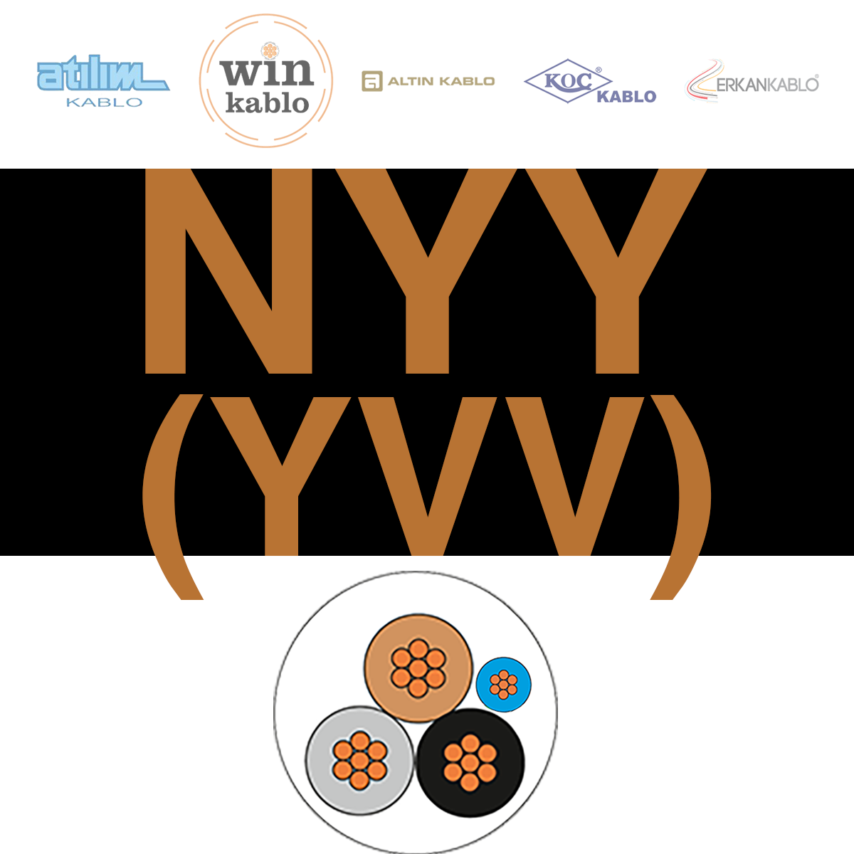 3x50+25mm²  NYY (YVV) Kablo (1 Metre)_ ACGMPRVX