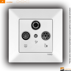 Meridian Sıva Altı Uydu Prizi Geçişli (Sat-Tv-Rd) (13dB) (Beyaz I Krem)_Viko by Panasonic
