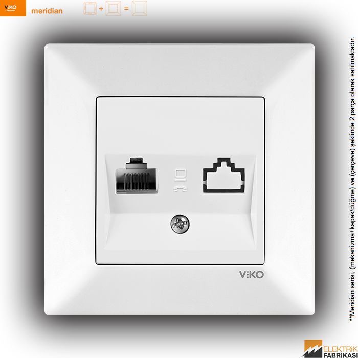 Meridian Sıva Altı Tekli Data Prizi (RJ45 Cat5E) (Beyaz I Krem)_Viko by Panasonic