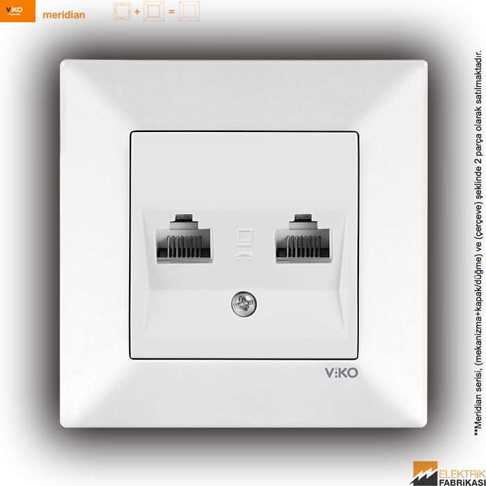 Meridian Sıva Altı İkili Data Prizi (2 X RJ45 Cat5E) (Beyaz I Krem)_Viko by Panasonic