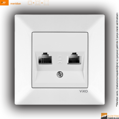 Meridian Sıva Altı Data-Nümeris Telefon Prizi (RJ45 Cat6 - RJ11) (Beyaz I Krem)_Viko by Panasonic