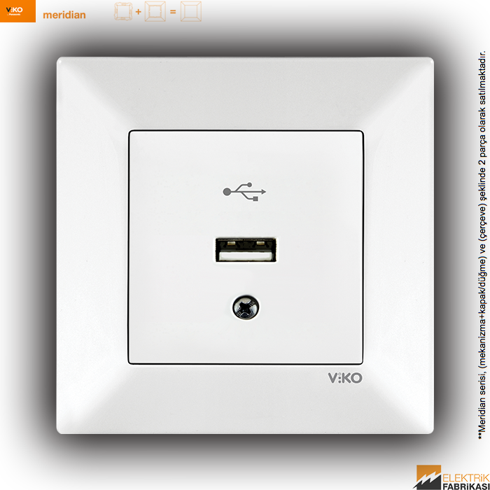 Meridian Sıva Altı USB Konnektör (Beyaz I Krem)_Viko by Panasonic