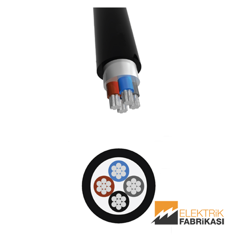4x25mm² NAYY-YAVV Kablo Siyah 1000M 0.6/1 kV PVC İzoleli, Çok Damarlı, Çok Telli, Alüminyum İletkenli Kablolar