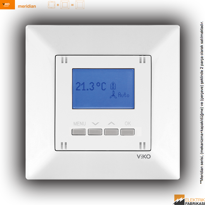 Meridian Sıva Altı Programlanabilir Dijital Termostat Isıtma (Beyaz I Krem)_Viko by Panasonic
