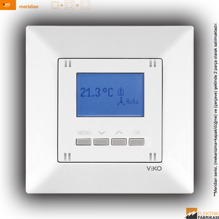 Meridian Sıva Altı Programlanabilir Dijital Termostat Isıtma/Soğutma (Beyaz I Krem)_Viko by Panasonic