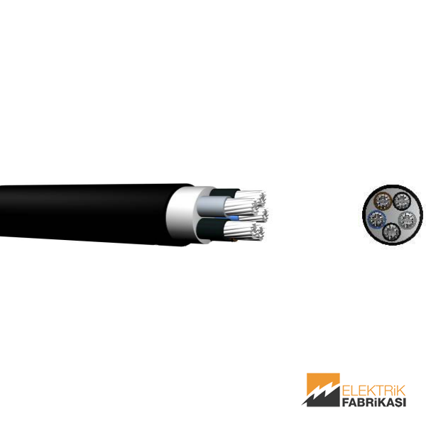 5x25mm² NAYY-YAVV Kablo Siyah 1000M 0.6/1 kV PVC İzoleli, Çok Damarlı, Çok Telli, Alüminyum İletkenli Kablolar