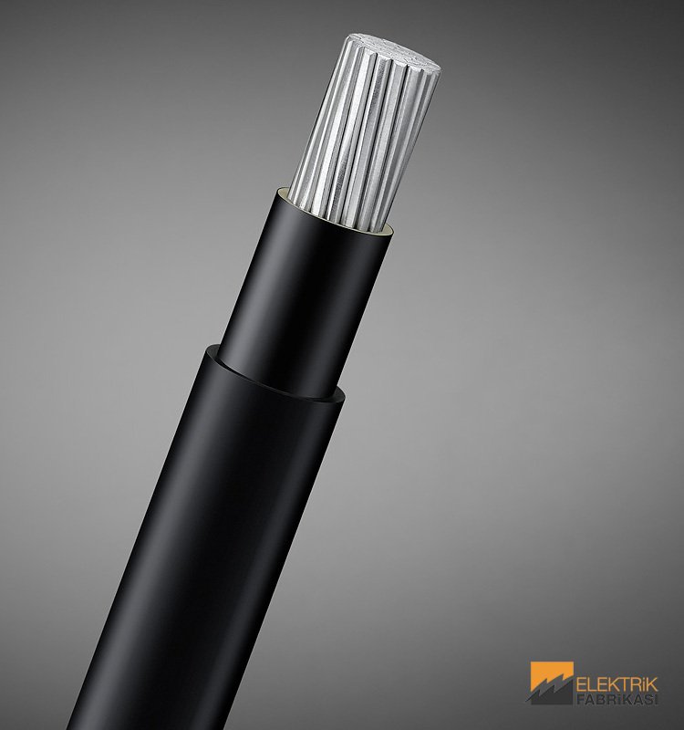 1x50mm² NA2XH Kablo Siyah 1000M 0.6/1 kV XLPE İzoleli, Halojensiz, Alev İletmeyen, Tek Damarlı, Çok Telli, Alüminyum İletkenli Kablolar