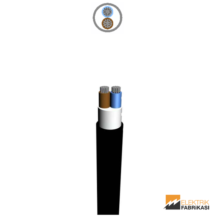 2x25mm² NA2XH Kablo Siyah 1000M 0.6/1 kV XLPE İzoleli, Halojensiz, Alev İletmeyen, Çok Damarlı, Çok Telli, Alüminyum İletkenli Kablolar