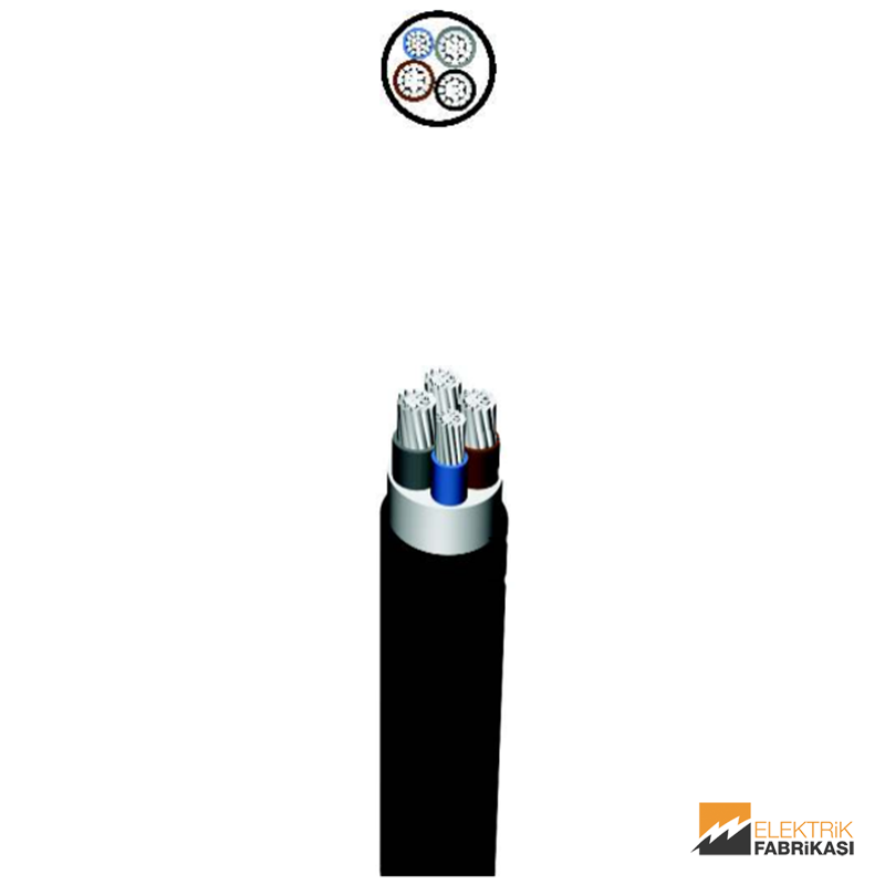 3x10+6mm² NA2XH Kablo Siyah 1000M 0.6/1 kV XLPE İzoleli, Halojensiz, Alev İletmeyen, Çok Damarlı, Çok Telli, Alüminyum İletkenli Kablolar
