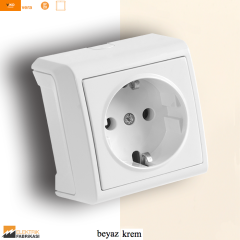 Vera IP20 Sıva Üstü Topraklı Priz (Beyaz I Krem)_Viko by Panasonic