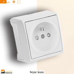 Vera IP20 Sıva Üstü Çocuk Korumalı UPS Topraklı Priz (Beyaz I Krem)_Viko by Panasonic