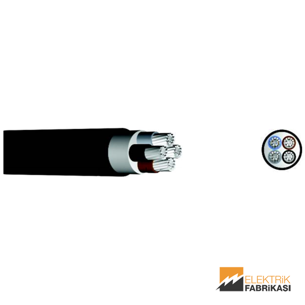 4x6mm² NA2XH Kablo Siyah 500M 0.6/1 kV XLPE İzoleli, Halojensiz, Alev İletmeyen, Çok Damarlı, Çok Telli, Alüminyum İletkenli Kablolar