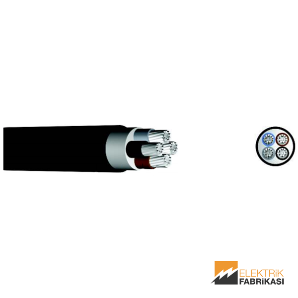 4x25mm² NA2XH Kablo Siyah 500M 0.6/1 kV XLPE İzoleli, Halojensiz, Alev İletmeyen, Çok Damarlı, Çok Telli, Alüminyum İletkenli Kablolar