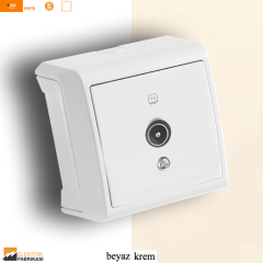 Vera IP20 Sıva Üstü Tv Prizi Dirençsiz (Beyaz I Krem)_Viko by Panasonic