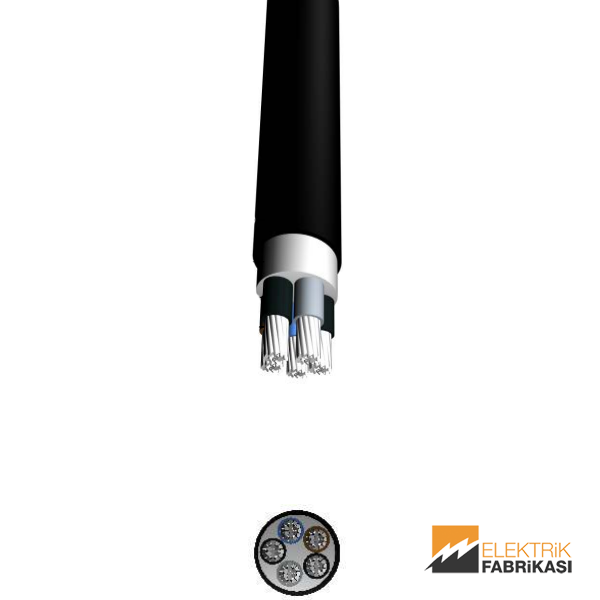 5x10mm² NA2XH Kablo Siyah 500M 0.6/1 kV XLPE İzoleli, Halojensiz, Alev İletmeyen, Çok Damarlı, Çok Telli, Alüminyum İletkenli Kablolar