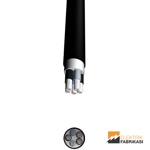 5x50mm² NA2XH Kablo Siyah 500M 0.6/1 kV XLPE İzoleli, Halojensiz, Alev İletmeyen, Çok Damarlı, Çok Telli, Alüminyum İletkenli Kablolar