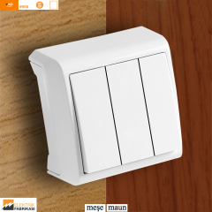 Vera IP20 Sıva Üstü Üçlü Anahtar (Meşe I Maun)_Viko by Panasonic