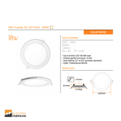 18W Yuvarlak Tip 210mmØ 1280Lm Sıva Altı LED Panel 3000K_Viko by Panasonic