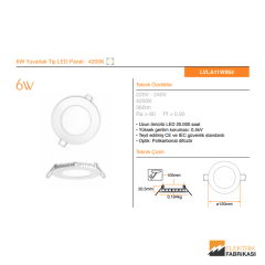 6W Yuvarlak Tip 105mmØ  360Lm Sıva Altı LED Panel 4200K_Viko by Panasonic