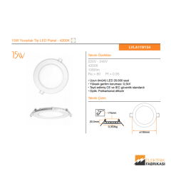 15W Yuvarlak Tip 175mmØ 1080Lm Sıva Altı LED Panel 4200K_Viko by Panasonic
