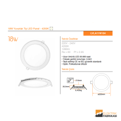 18W Yuvarlak Tip 210mmØ 1280Lm Sıva Altı LED Panel 4200K_Viko by Panasonic