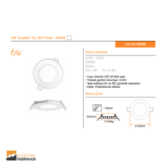 6W Yuvarlak Tip 105mmØ 360Lm Sıva Altı LED Panel 6400K_Viko by Panasonic