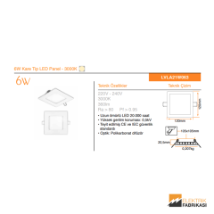 6W Kare Tip 105mmx105mm 360Lm Sıva Altı LED Panel 3000K_Viko by Panasonic