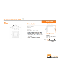 6W Kare Tip 105mmx105mm 360Lm Sıva Altı LED Panel 4200K_Viko by Panasonic