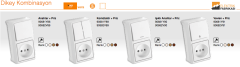 Vera IP20 Sıva Üstü Dikey İkili Kombine Anahtar + Priz (Meşe I Maun)_Viko by Panasonic