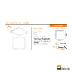 18W Kare Tip 210mmx210mm 1280Lm Sıva Altı LED Panel 3000K_Viko by Panasonic