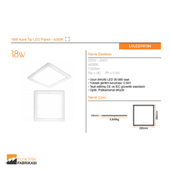 18W Kare Tip 300x300mm 1320Lm Sıva Altı Slim LED Panel 4200K_Viko by Panasonic