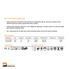 36W Kare Tip 600x600mm 3020Lm Sıva Altı Slim LED Panel 3000K_Viko by Panasonic