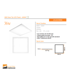 36W Kare Tip 600x600mm 3020Lm Sıva Altı Slim LED Panel 4200K_Viko by Panasonic