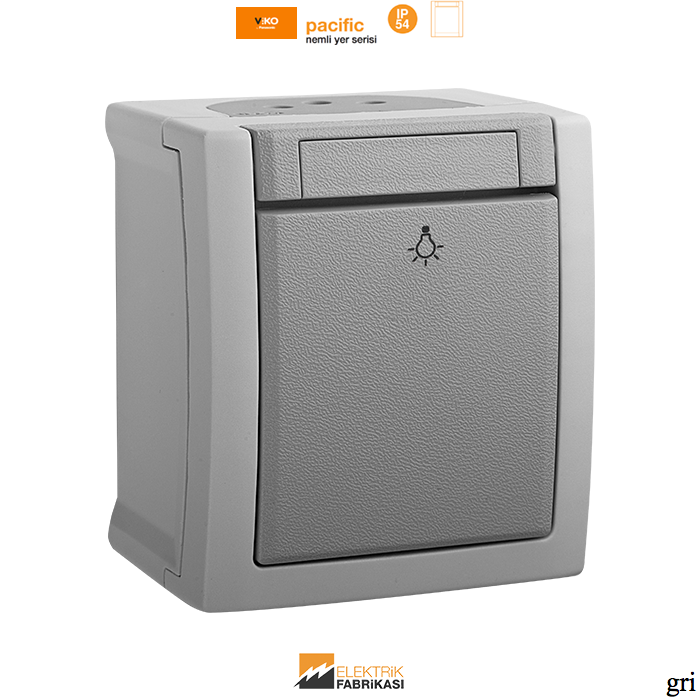 Pacific IP54 Sıva Üstü Light Anahtarı-Nemli Yer (Gri I Beyaz I Füme)_Viko by Panasonic
