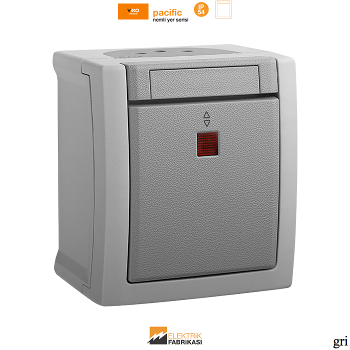 Pacific IP54 Sıva Üstü Işıklı Veavien-Nemli Yer (Gri I Beyaz I Füme)_Viko by Panasonic