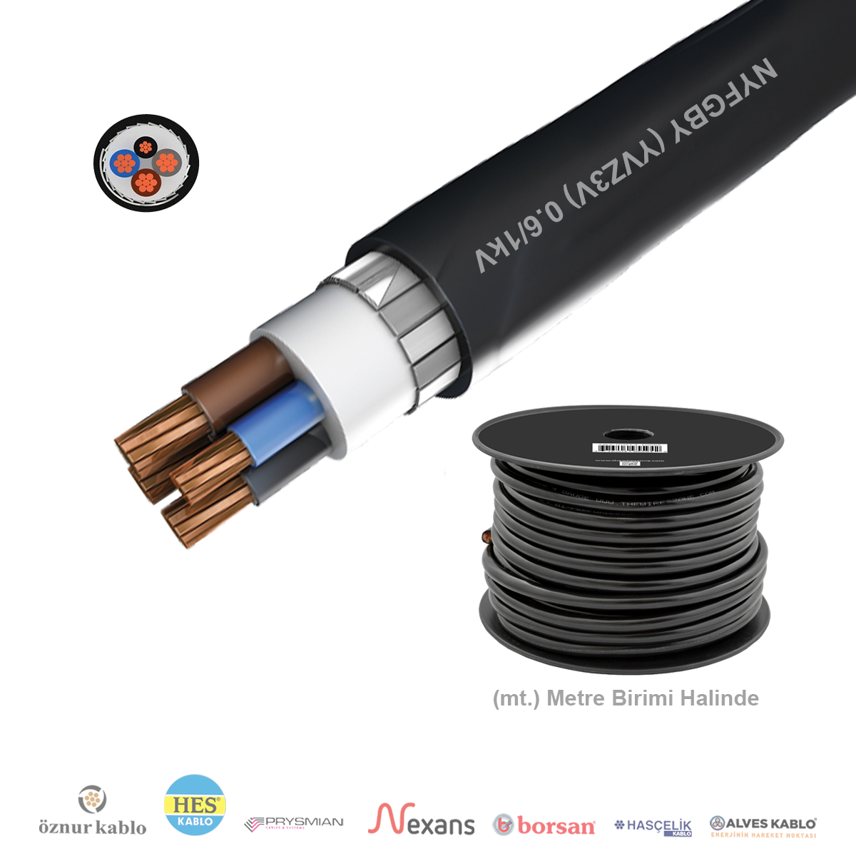 3x25+16mm²  NYFGBY (YVZ3V) Çelik Zırhlı Kablo (1 Metre)_ CKRZ2789