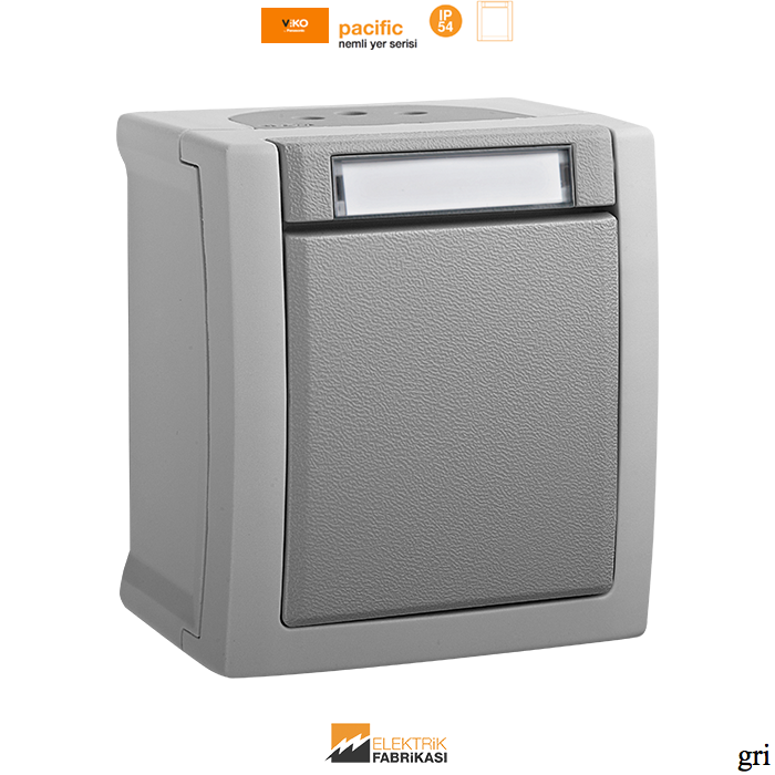Pacific IP54 Sıva Üstü Etiketli Anahtar-Nemli Yer (Gri I Beyaz I Füme)_Viko by Panasonic