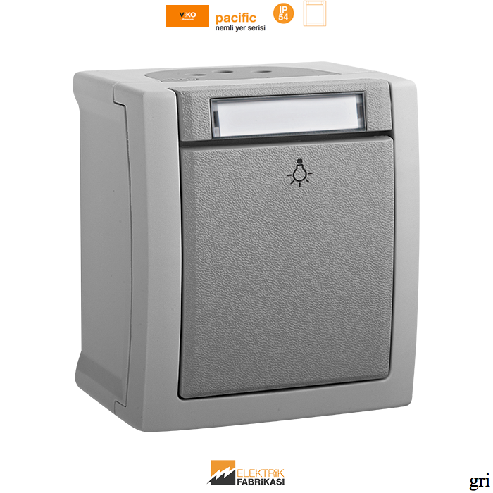 Pacific IP54 Sıva Üstü Etiketli Light Anahtarı-Nemli Yer (Gri I Beyaz I Füme)_Viko by Panasonic