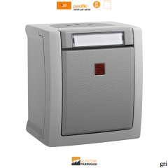 Pacific IP54 Sıva Üstü Etiketli Işıklı Anahtar-Nemli Yer (Gri I Beyaz I Füme)_Viko by Panasonic