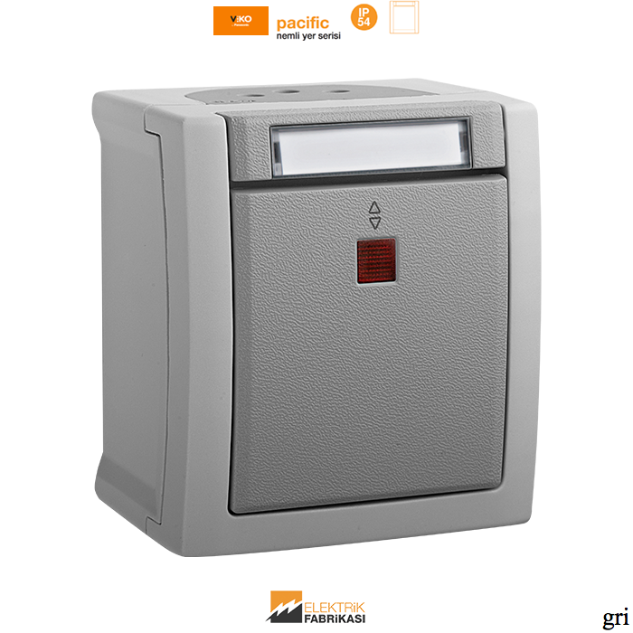 Pacific IP54 Sıva Üstü Etiketli Işıklı Veavien-Nemli Yer (Gri I Beyaz I Füme)_Viko by Panasonic