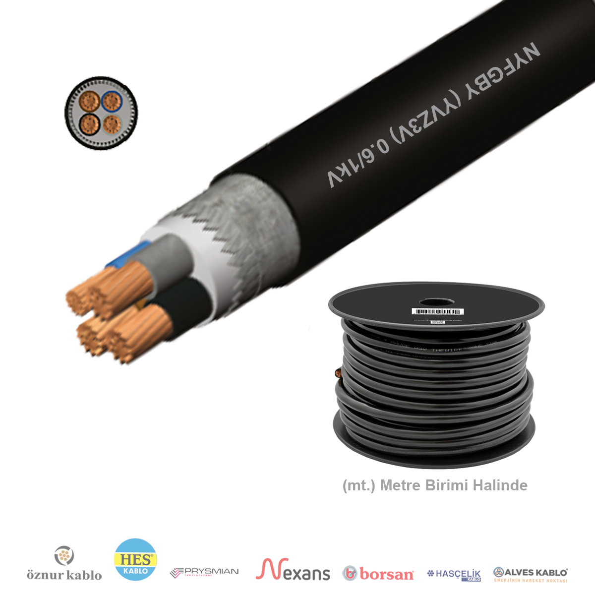 4x10mm²  NYFGBY (YVZ3V) Çelik Zırhlı Kablo (1 Metre)_ FGNVXZ47