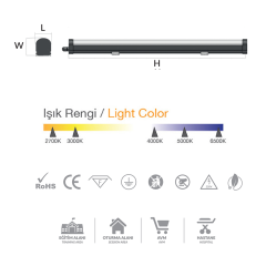 Borled_30W 120 cm TSE Level Led Etanj Armatür 1 Saat Acil Kit 3000Lm 4000K/6500K_ BLT-E1-0011-1H 6500K-Beyaz Işık