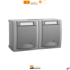 Pacific IP54 Sıva Üstü Etiketli Topraklı Priz + Etiketli Topraklı Priz-Nemli Yer (Gri I Beyaz I Füme)_Viko by Panasonic