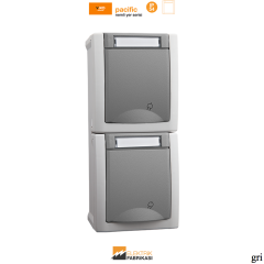 Pacific IP54 Sıva Üstü Etiketli Topraklı Priz + Etiketli Topraklı Priz-Nemli Yer (Gri I Beyaz I Füme)_Viko by Panasonic