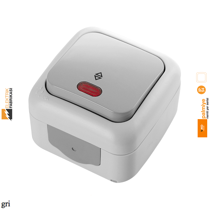 Palmiye IP54 Sıva Üstü Işıklı Veavien-Nemli Yer (Gri I Beyaz I Krem)_Viko by Panasonic