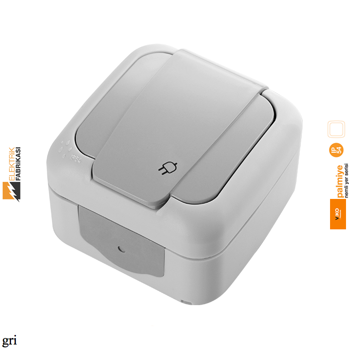 Palmiye IP54 Sıva Üstü UPS Topraklı Priz-Nemli Yer (Gri I Beyaz I Krem)_Viko by Panasonic