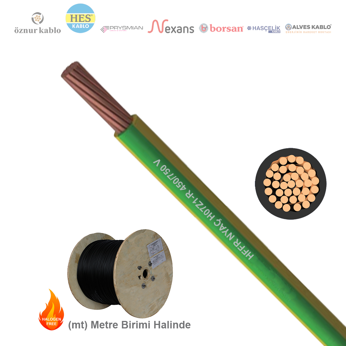 50mm² HFFR NYAÇ (H07Z1-R) Kablo (1 Metre)_ EFKMQR46