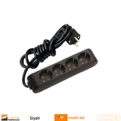 Multi-let Dörtlü Priz Topraklı Kablolu Çocuk Korumalı - 3 Metre (Beyaz I Siyah)_Viko by Panasonic